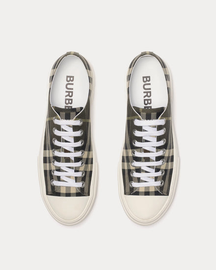 Burberry Check Nylon Blend Thicket Brown Low Top Sneakers - 2