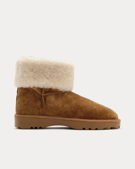 Burberry Flint Check Shearling Jute Beige Boots - 1