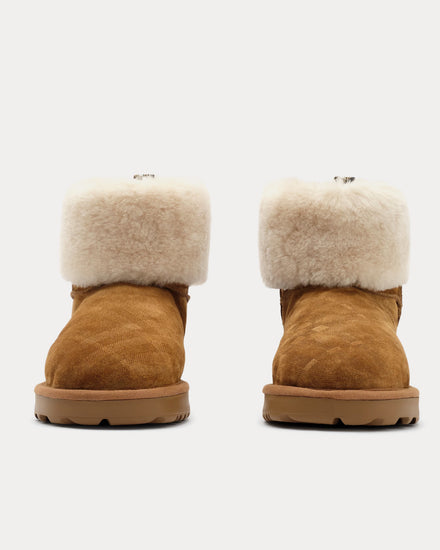 Burberry Flint Check Shearling Jute Beige Boots - 3