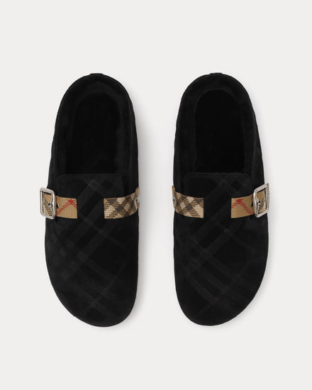 Burberry Urchin Check Shearling Black Clogs - 2