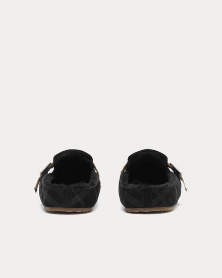 Burberry Urchin Check Shearling Black Clogs - 4