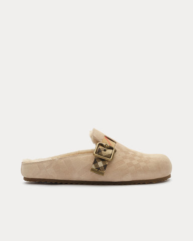 Burberry Urchin Check Shearling Blonde Beige Clogs