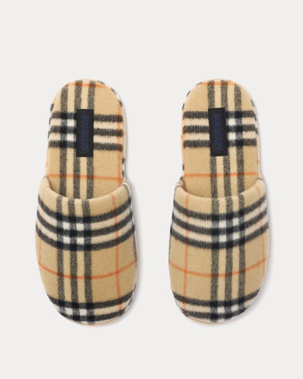 Burberry Check Wool Blend Sand Beige Slippers - 2