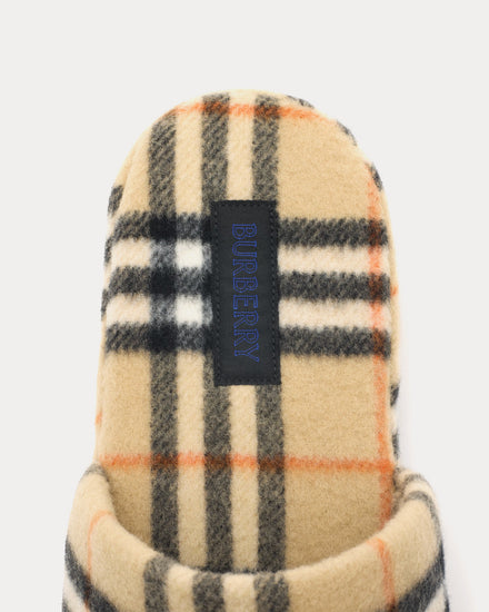Burberry Check Wool Blend Sand Beige Slippers - 4