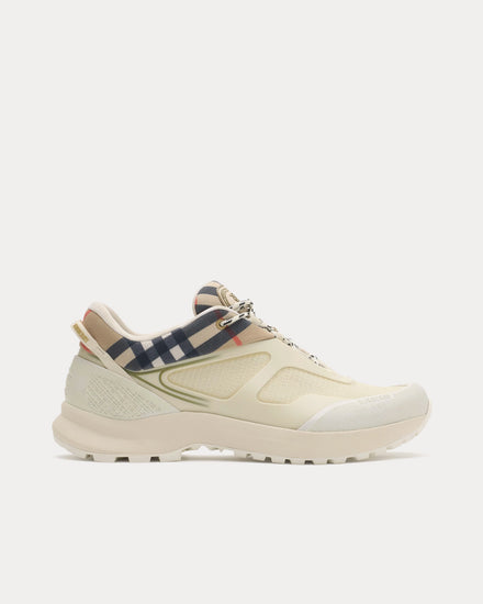 Burberry Discover Check & Mesh Tundra Beige / Sand Beige Low Top Sneakers - 1