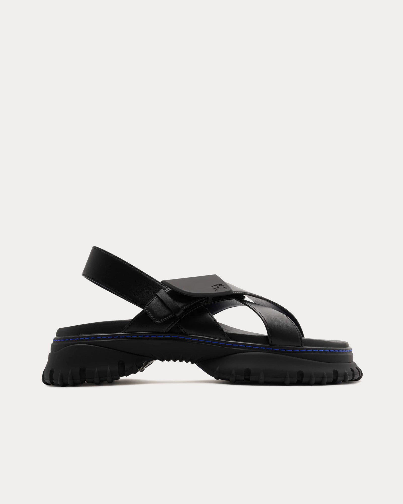 Burberry Men's Pebble Leather Black Sandals