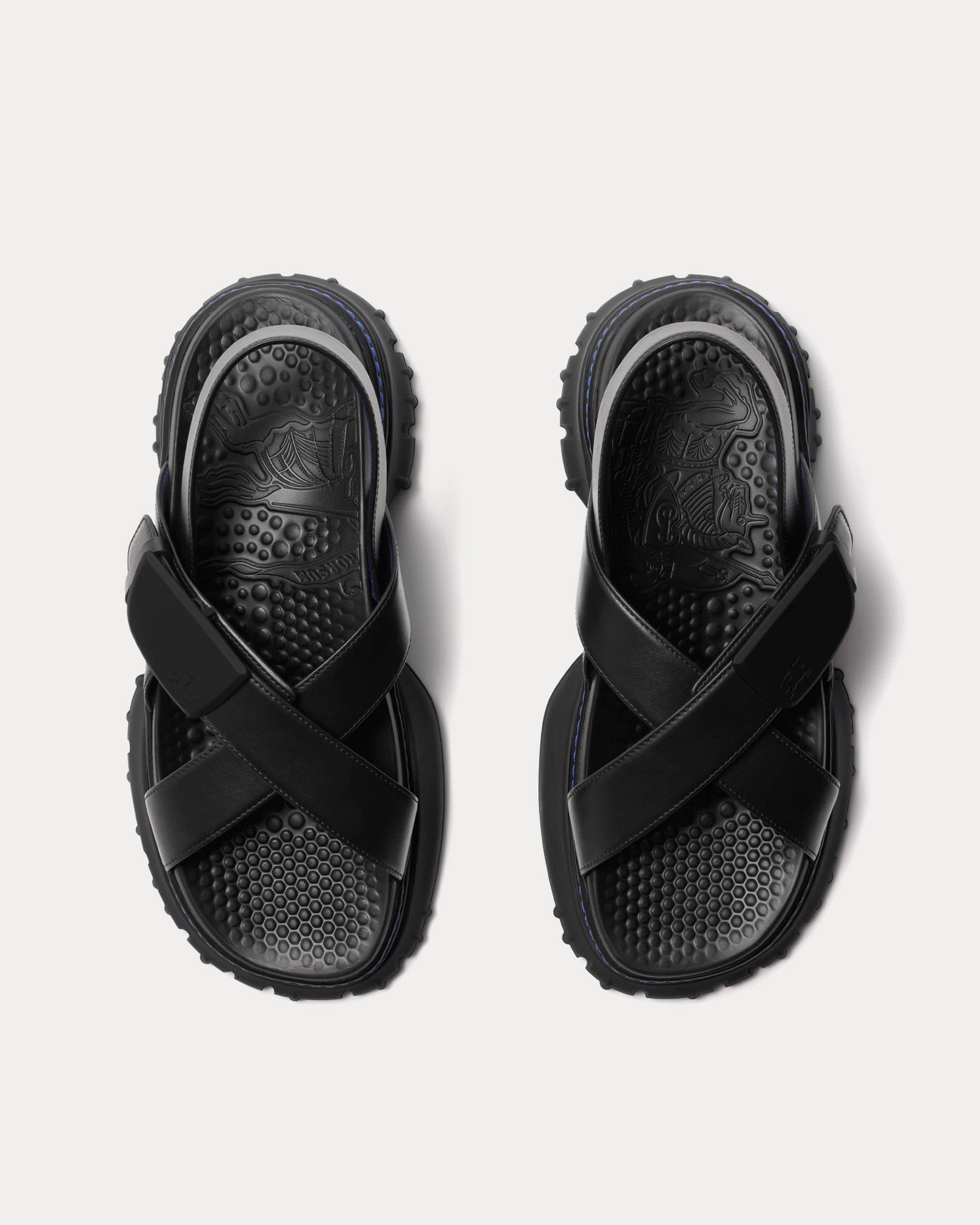 Burberry - Pebble Leather Black Sandals