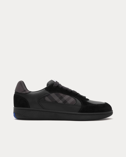Burberry Check Terrace Leather Black / Lead Grey Low Top Sneakers - 1