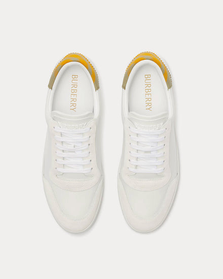 Burberry Leather & Check Cotton Optical White / Hunter Low Top Sneakers - 2