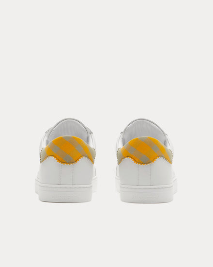 Burberry Leather & Check Cotton Optical White / Hunter Low Top Sneakers - 4