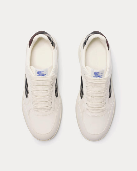 Burberry Check Terrace Leather Cotton Beige / Mahogany Brown Low Top Sneakers - 2