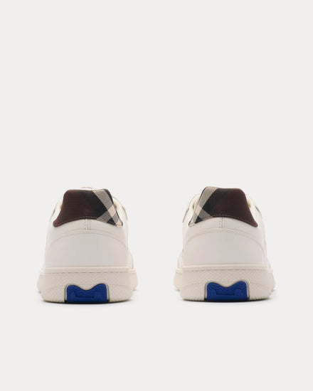 Burberry Check Terrace Leather Cotton Beige / Mahogany Brown Low Top Sneakers - 4