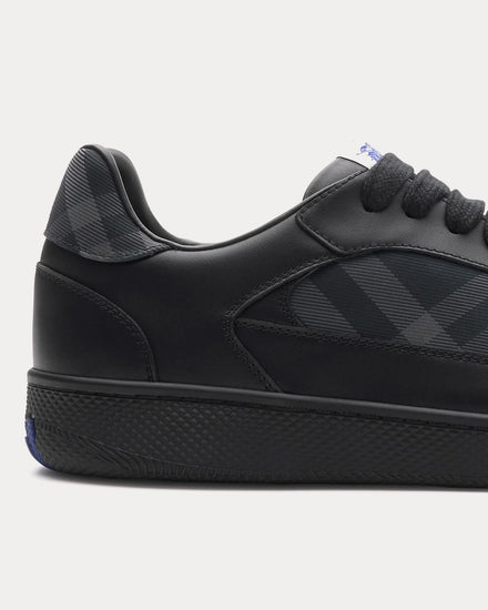Burberry Check Terrace Leather Black / Storm Blue Low Top Sneakers - 5