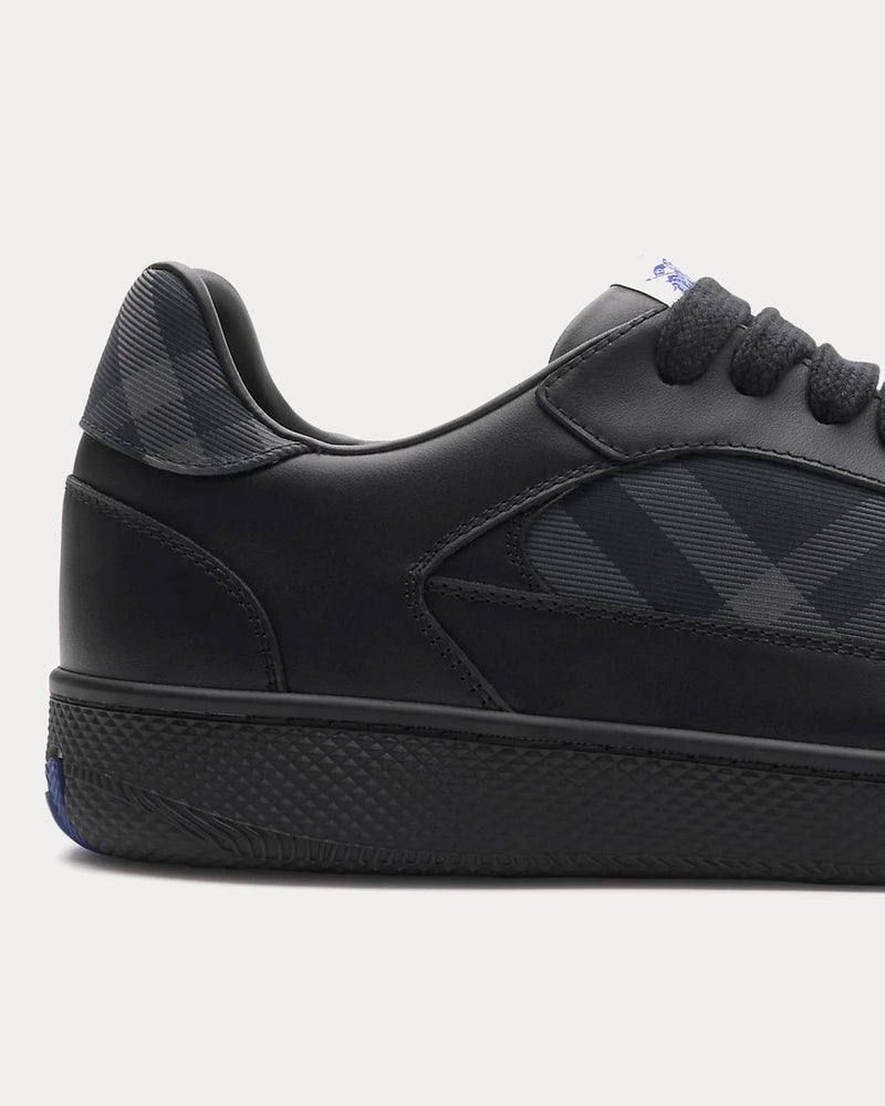 Burberry Check Terrace Leather Black / Storm Blue Low Top Sneakers - 5
