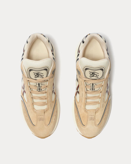 Burberry Eclipse Nylon, Suede & Leather Flax Beige / Silver Low Top Sneakers - 2