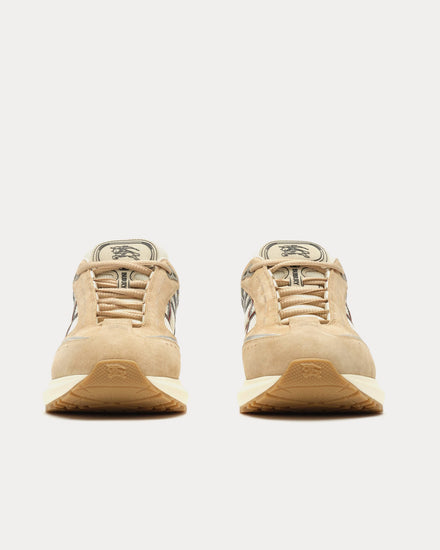 Burberry Eclipse Nylon, Suede & Leather Flax Beige / Silver Low Top Sneakers - 3