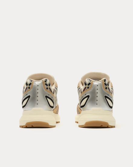 Burberry Eclipse Nylon, Suede & Leather Flax Beige / Silver Low Top Sneakers - 4