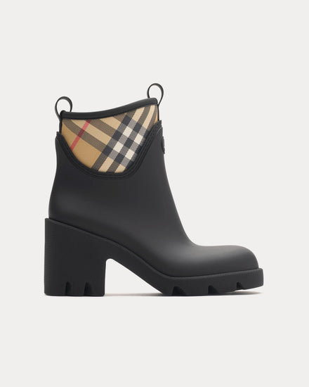 Burberry Rubber Marsh Stamp Heeled Black Low Boots - 1