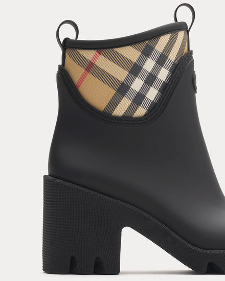 Burberry Rubber Marsh Stamp Heeled Black Low Boots - 5