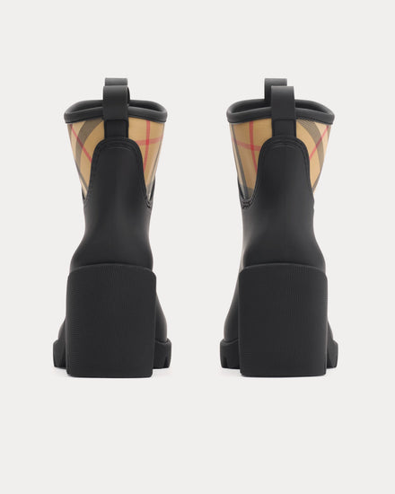 Burberry Rubber Marsh Stamp Heeled Black Low Boots - 3