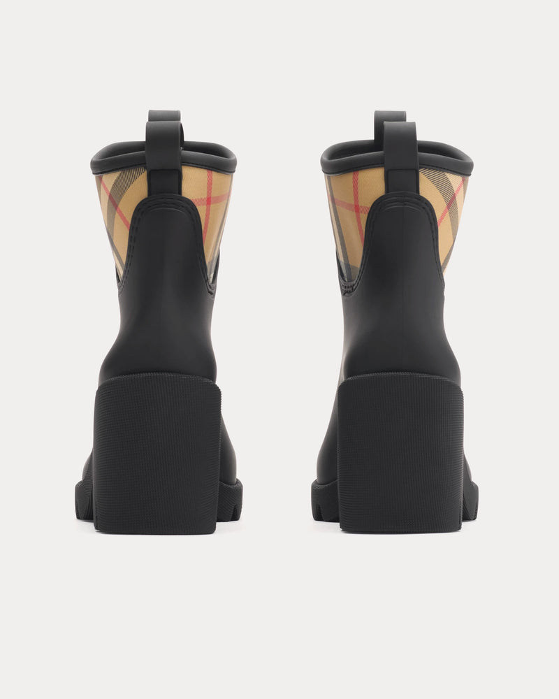 Burberry Rubber Marsh Stamp Heeled Black Low Boots - 3