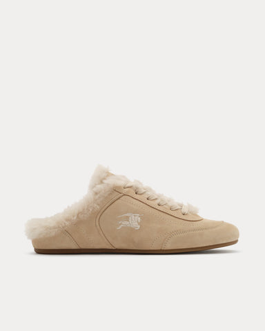 Burberry Knight Runner Shearling Flax Beige Mules