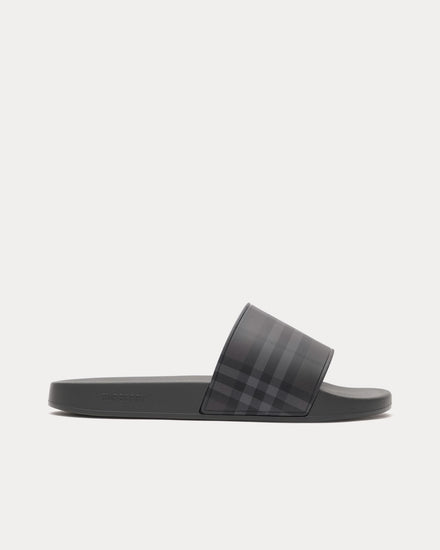 Burberry Check Lead Grey Slides - 1