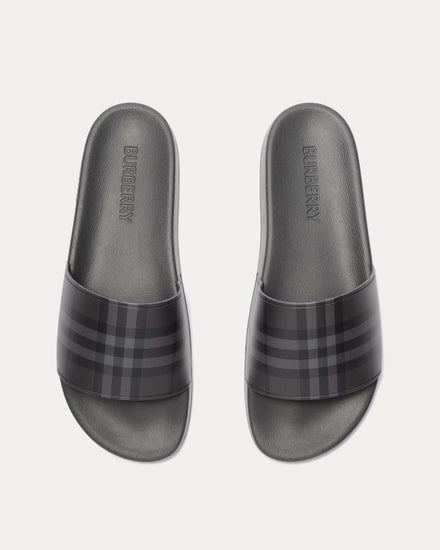 Burberry Check Lead Grey Slides - 2