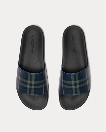 Burberry Check Storm Blue Slides - 2