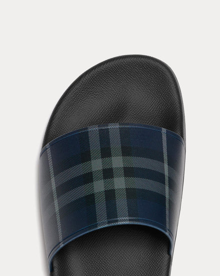 Burberry Check Storm Blue Slides - 6