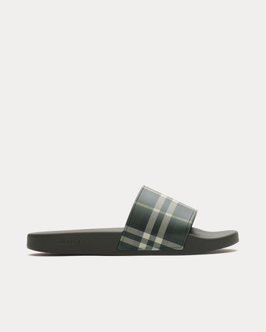 Burberry Check Thicket Green Slides