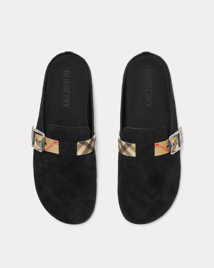 Burberry Urchin Suede Black Clogs - 2