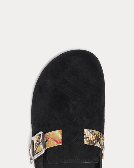 Burberry Urchin Suede Black Clogs - 4