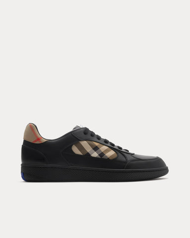 Burberry Check Terrace Leather Black / Sand Low Top Sneakers
