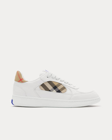 Burberry Check Terrace Leather White / Sand Low Top Sneakers