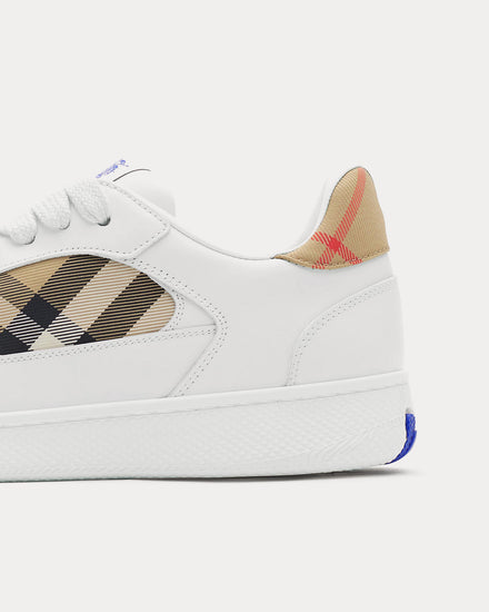Burberry Check Terrace Leather White / Sand Low Top Sneakers - 5