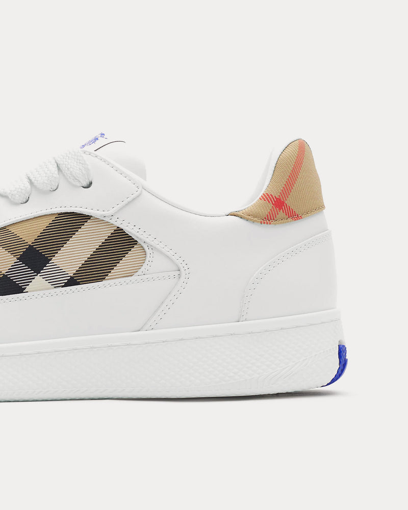 Burberry Check Terrace Leather White / Sand Low Top Sneakers - 5