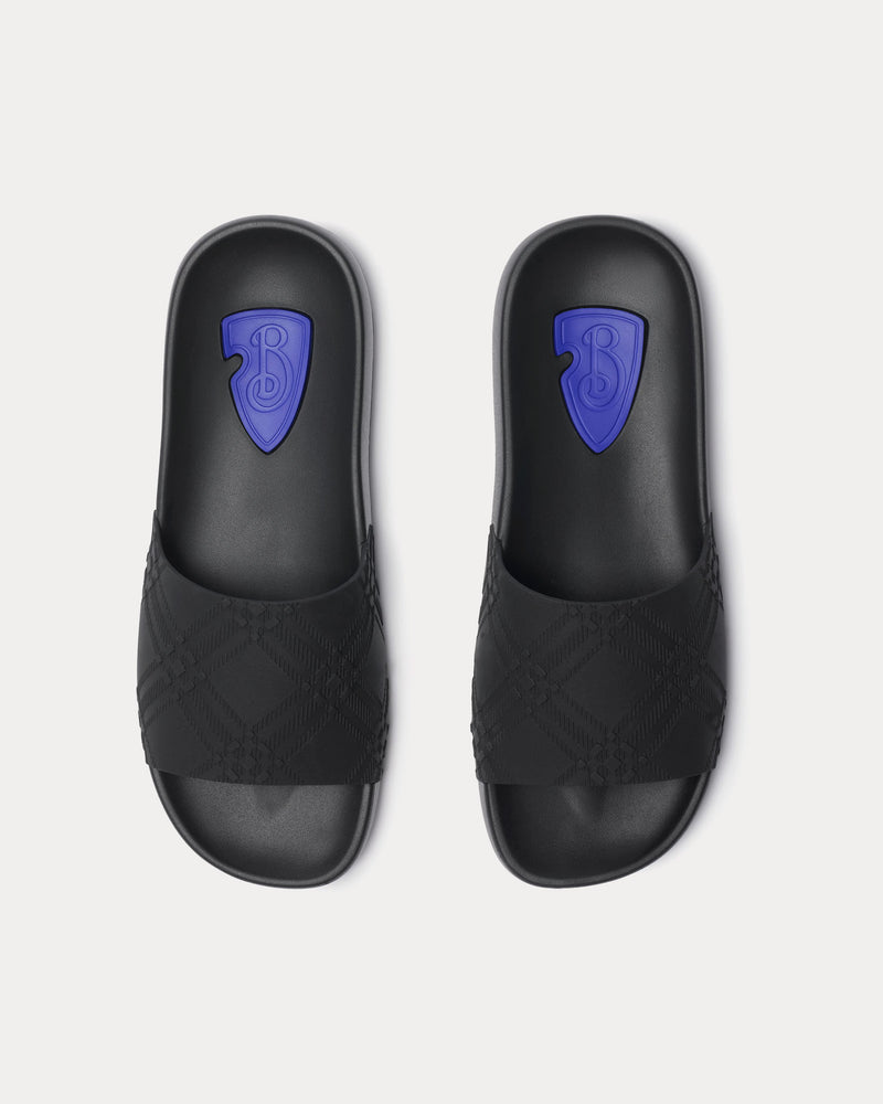 Burberry Dive Embossed Check Black Slides - 2