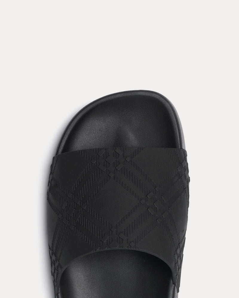 Burberry Dive Embossed Check Black Slides - 4
