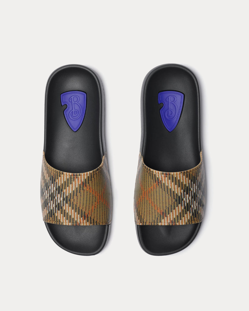 Burberry Dive Embossed Check Sand Slides - 2