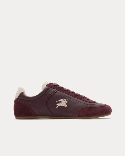 Burberry Knight Runner Leather Vineyard Red / Dove Beige Low Top Sneakers - 1