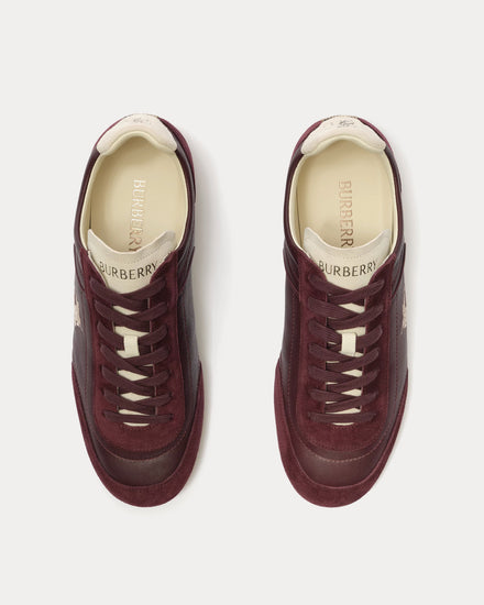 Burberry Knight Runner Leather Vineyard Red / Dove Beige Low Top Sneakers - 2