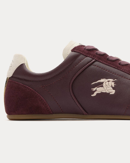 Burberry Knight Runner Leather Vineyard Red / Dove Beige Low Top Sneakers - 6