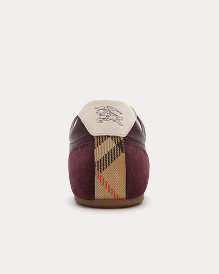 Burberry Knight Runner Leather Vineyard Red / Dove Beige Low Top Sneakers - 5
