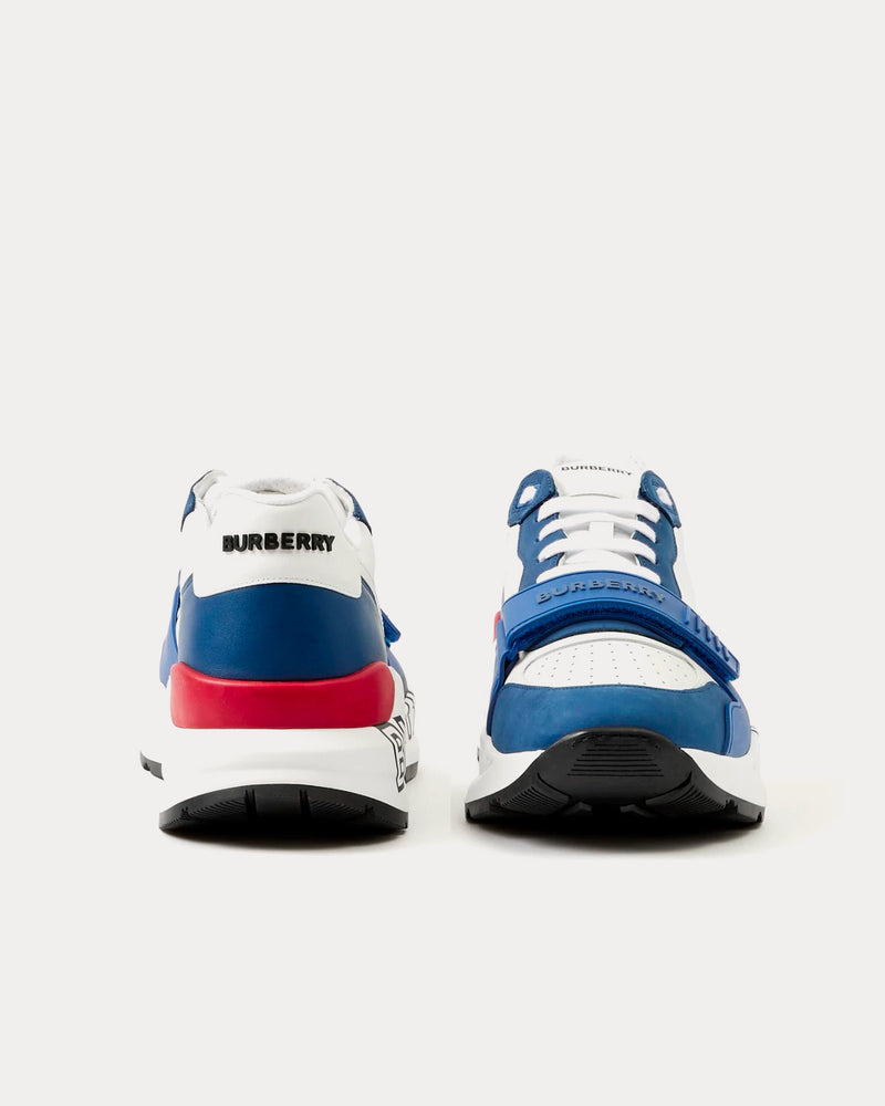 Burberry Navy and Red Athletic Shoes NIB BURBERRY UNION NAVY LEATHER MESH RED LOGO LOW TOP  main image 4