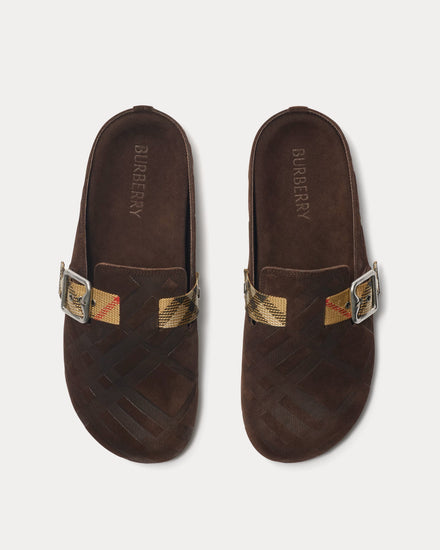 Burberry Urchin Suede Snug Brown Clogs - 2