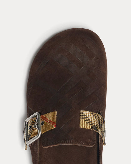 Burberry Urchin Suede Snug Brown Clogs - 5