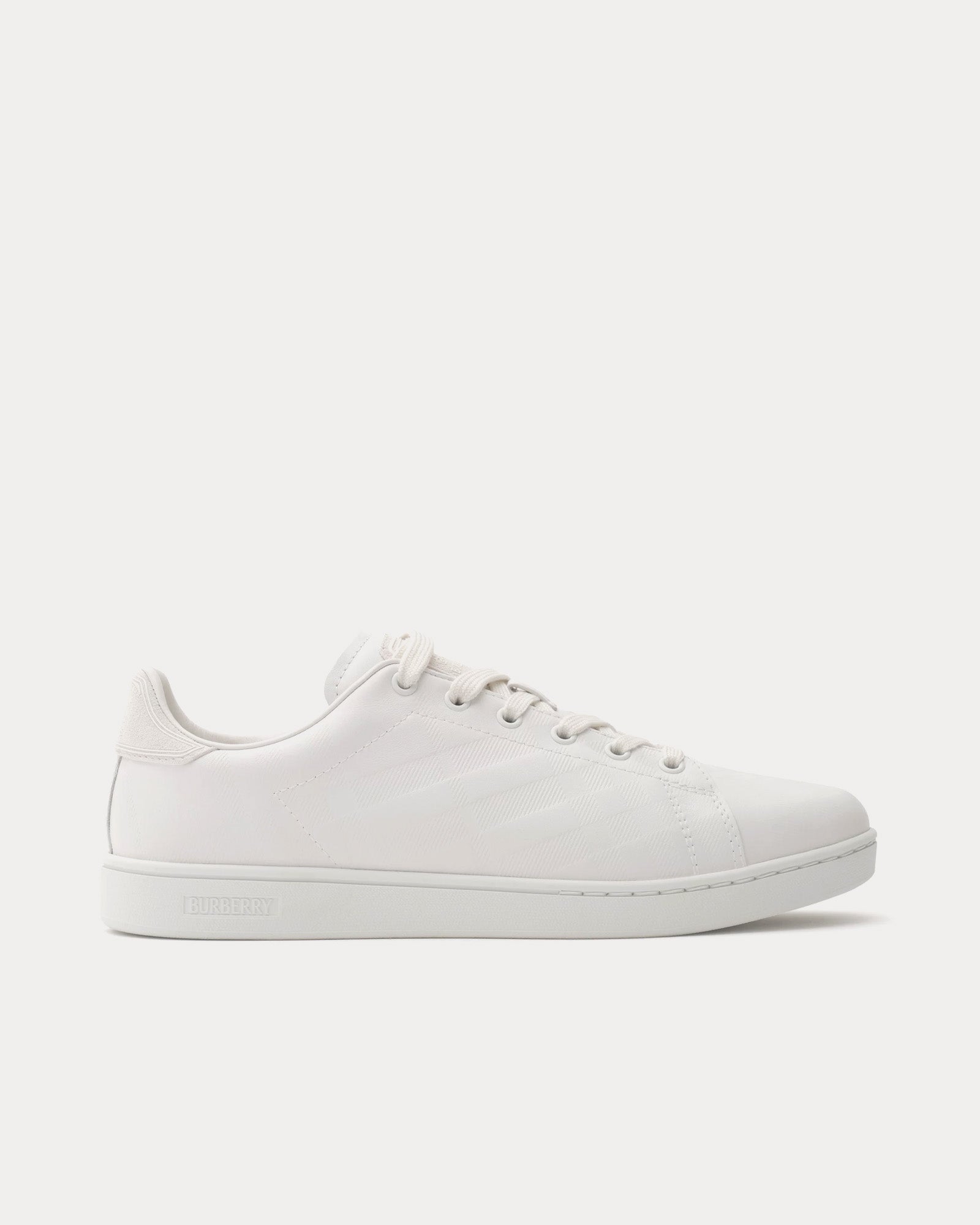 Burberry Porcelain White Embossed Leather Sneakers Size 41 Burberry White House Check and Leather Low Top Sneakers  main image 4