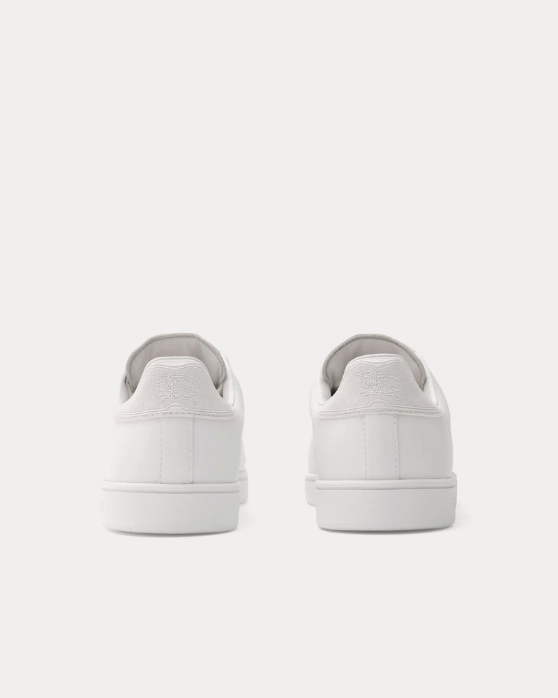 Burberry Men's Set Embossed Check Leather Porcelain White Low Top Sneakers