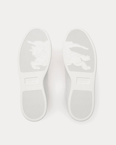 Burberry Set Embossed Check Leather Porcelain White Low Top Sneakers - 5
